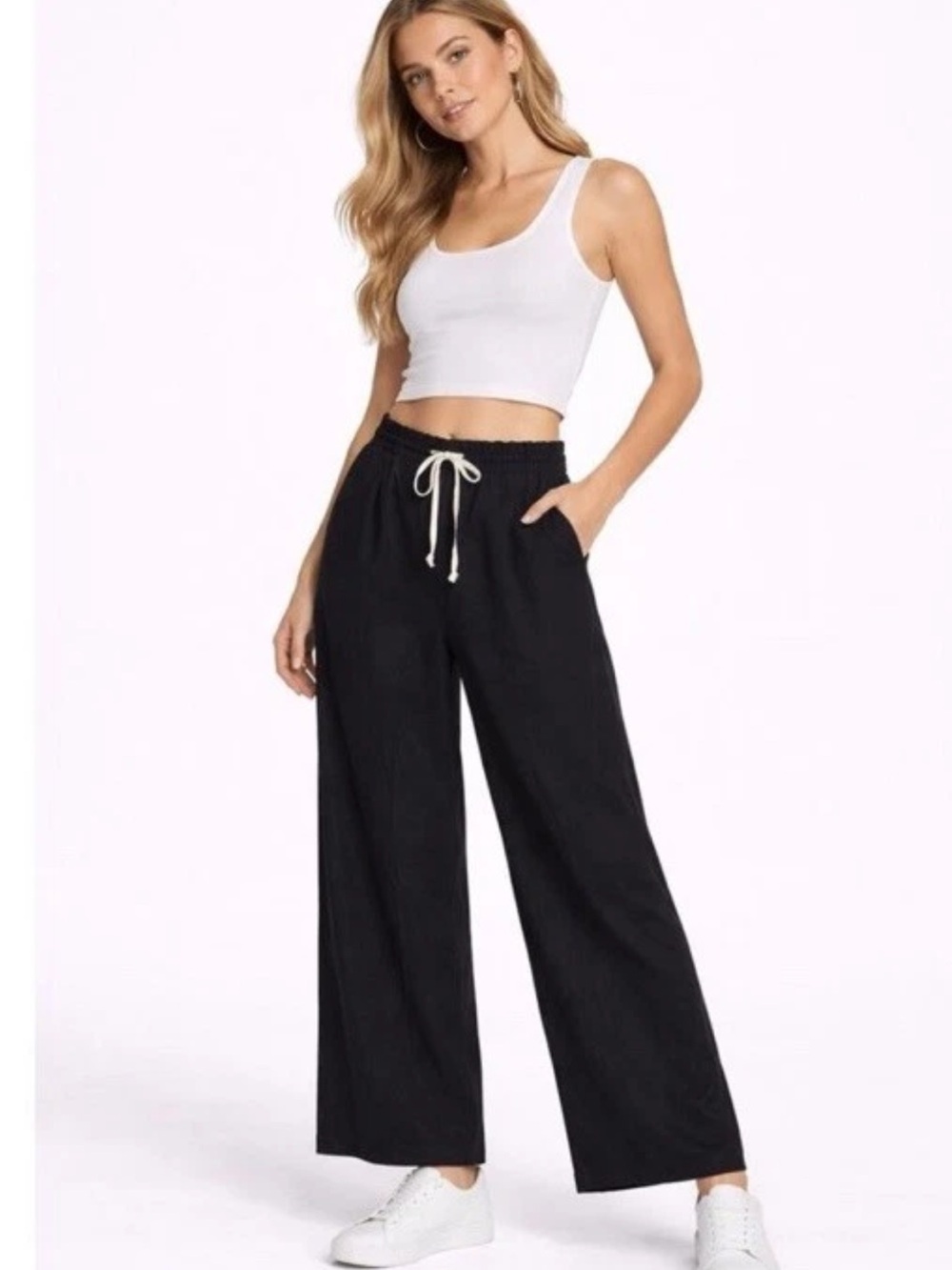 Billabong Black Wide-Leg Drawstring Pants